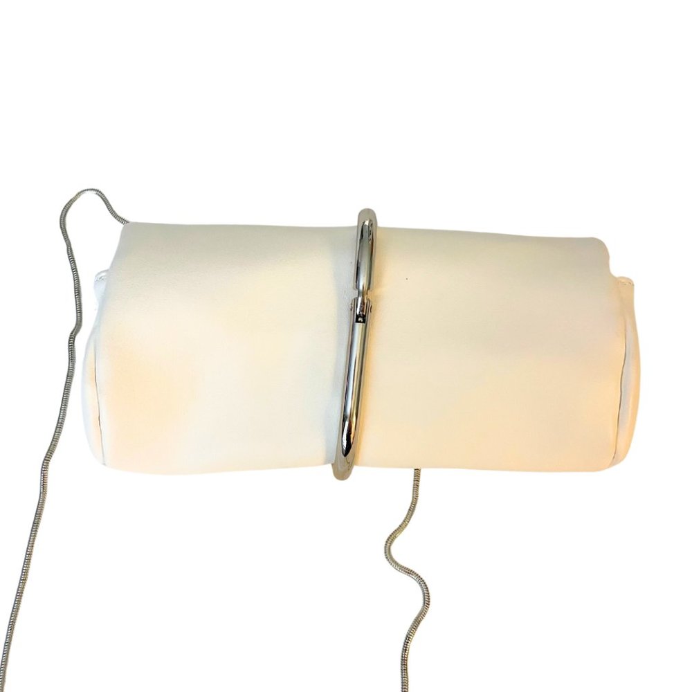 White Modern Clutch w/ Chic Chrome Closure - Picture 5 of 7